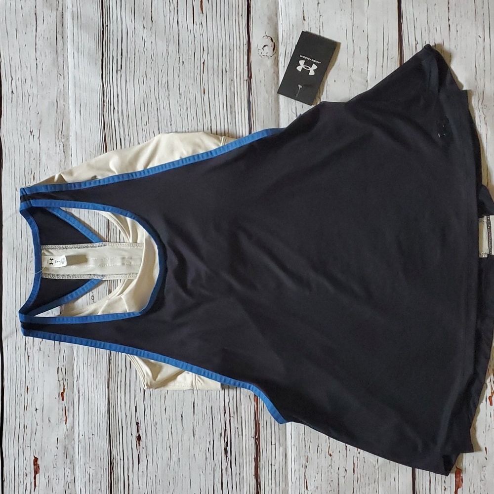 🆕️ UNDER ARMOUR 2 IN 1 KNOCKOUT TANK WITH BUILT IN SPORTS BRA - Picture 3 of 12